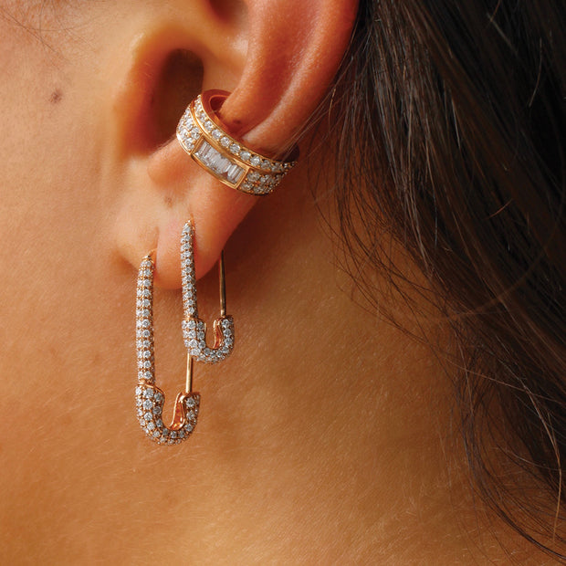 Diamond Safety Pin Earring - Zoe Lev Jewelry